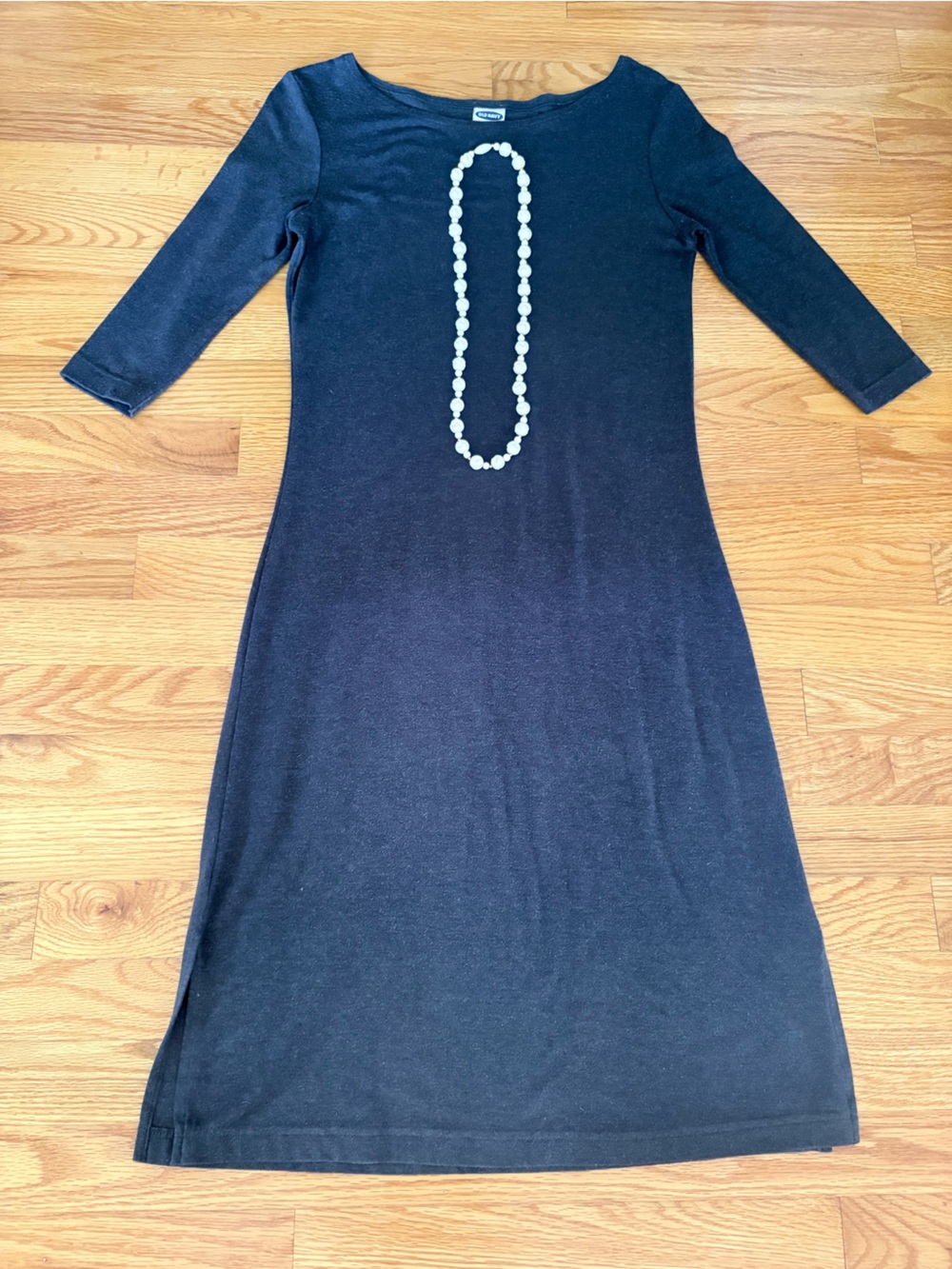 Old Navy Charcoal Gray Three-Quarter Sleeve Knit Maxi Dress